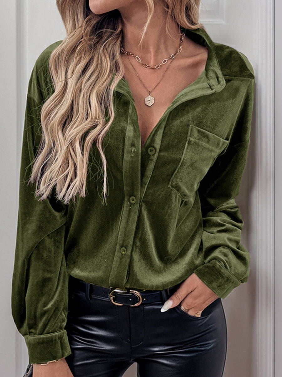 Velvet Cardigan Loose Leisure Workplace Shirts