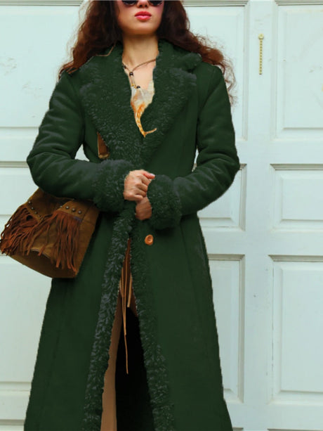 Large Lapel Faux Lambskin Suede Daily Leisure Party Overcoat