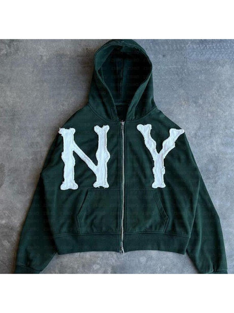 Liber Autumn Neutral Letter Printed Hoddie Jackets