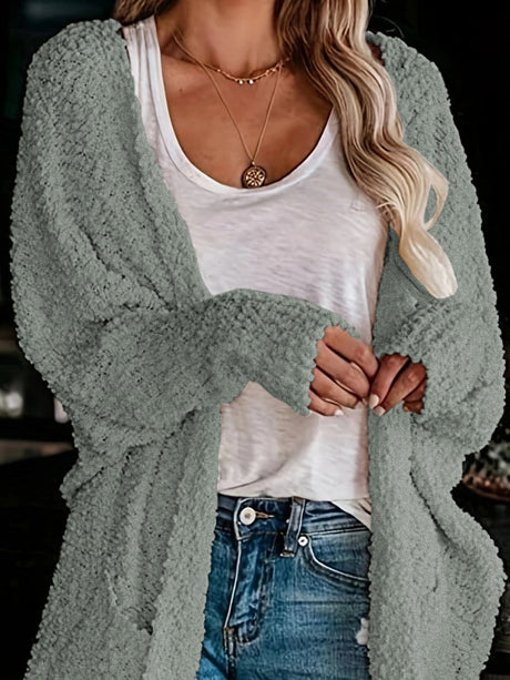 Solid Color Pocket Mid-length Cardigans