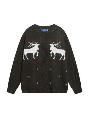 Christmas Retro Elk Jacquard Sweaters Cardigan