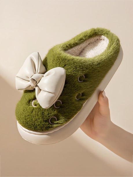 Colorblock Bow Slippers
