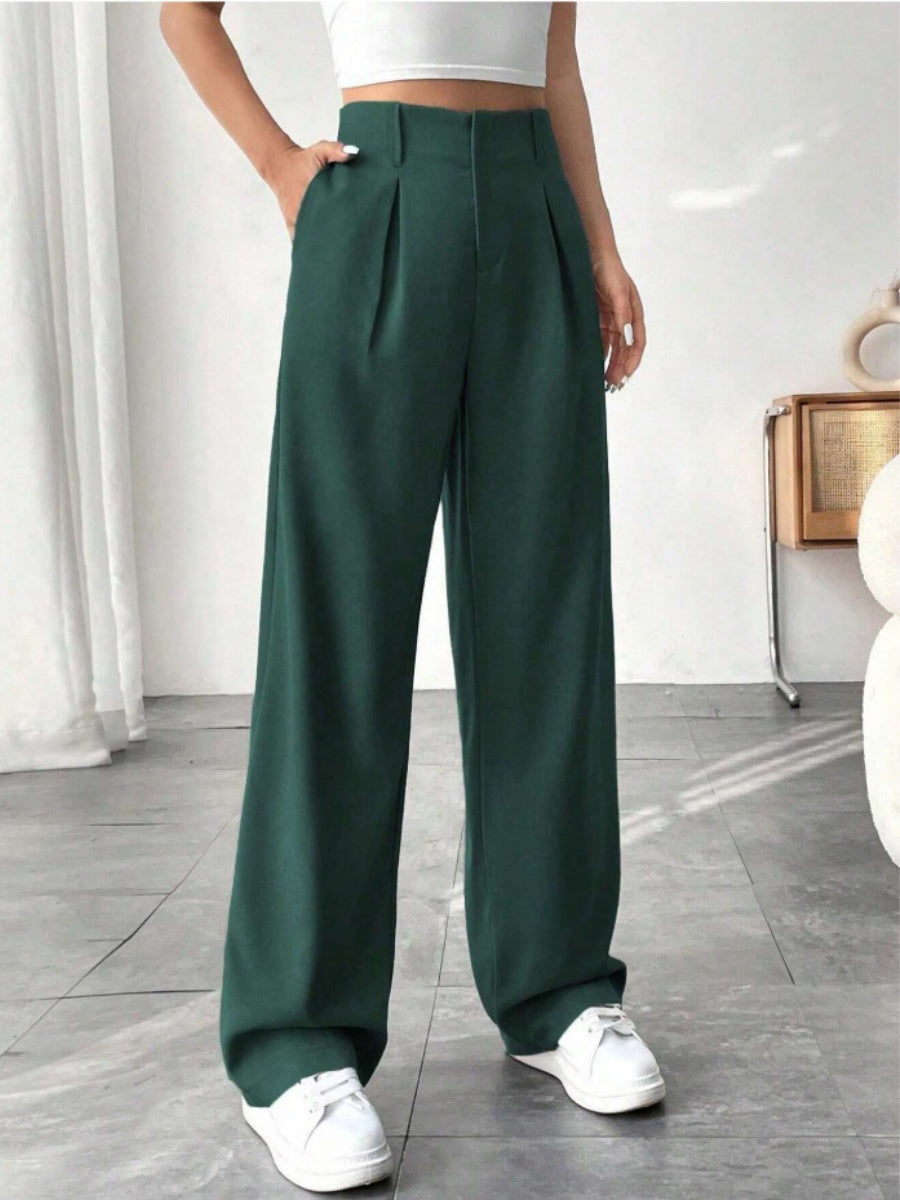 High waist Pocket Wide-leg Pants