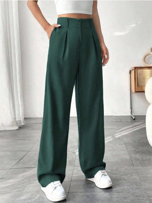 High waist Pocket Wide-leg Pants