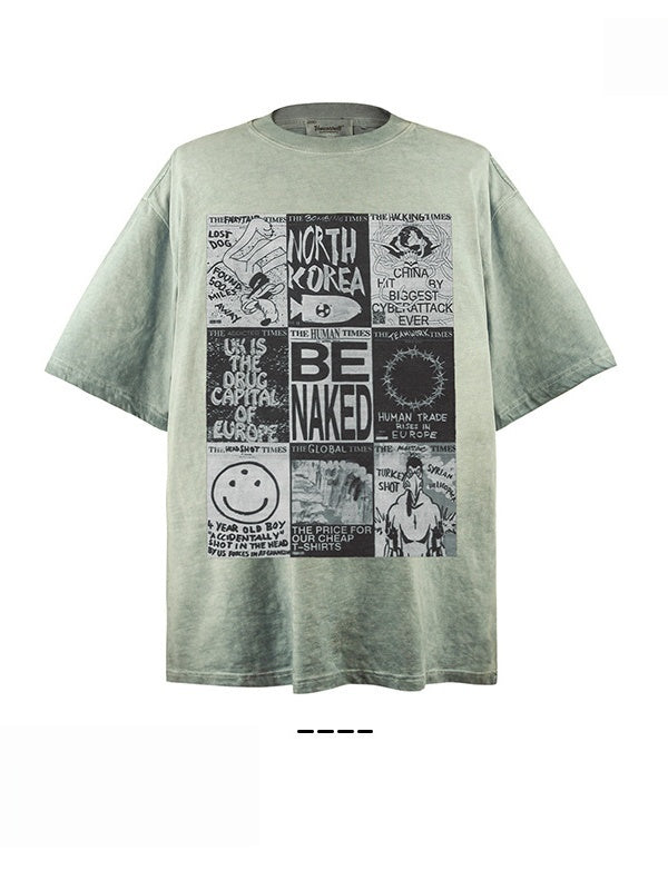 Liber Summer Neutral Printed Graffiti T-shirts