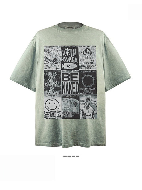 Liber Summer Neutral Printed Graffiti T-shirts