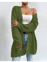 Liber Autumn Women's Color Plain stitch Mid-length Cardigans Coat