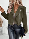 Short Lapel Zipper Deerskin Jackets