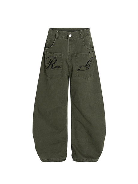 Liber Summer Women's Multiple pockets Letter Pants