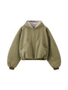 Short Plush Ins Contrasting Colors Hooded Zipper Jacket