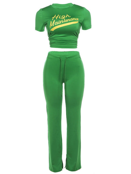 Liber Summer Women's 3D pattern Alphanumeric text 2-piece Sets