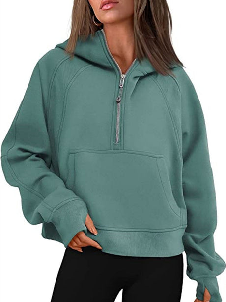 Liber Summer Women's Zipper Color matching Sweatshirts&Hoodies