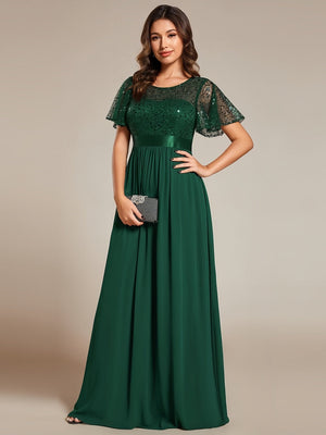 High Waist Sequins Spliced Long Dress