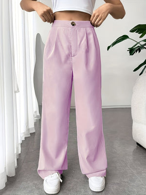 Pleated Suit Wide-leg Pants For Women High Waist Drape Loose Straight Floor-length Trousers