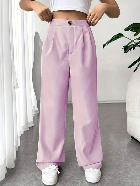 Pleated Suit Wide-leg Pants For Women High Waist Drape Loose Straight Floor-length Trousers