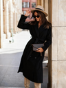 Simple Long-sleeved Suit Collar Tie Wool Solid Color Coats