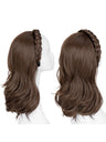 Fishbone Braid Headband Integrated Hair Replacement Long Curly Half-head Wig