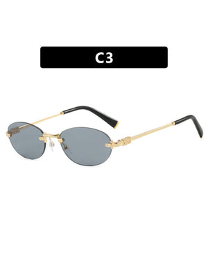 Oval Retro Frameless Sunglasses