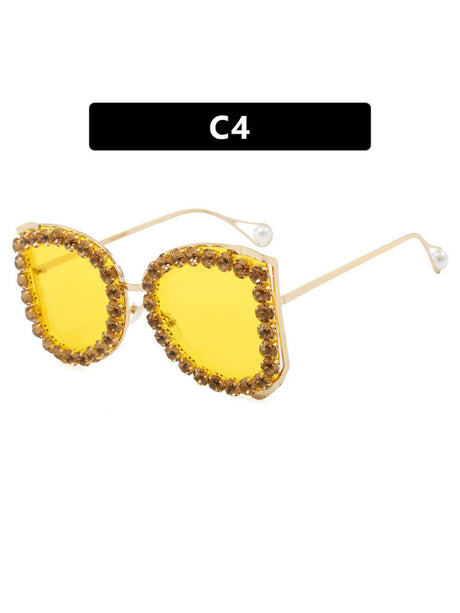 Rhinestone Full-rimmed Irregular Sunglasses