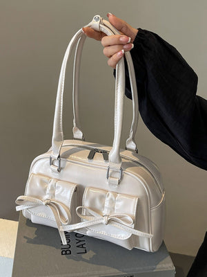 Bow-knot Horizontal Square Zipper Handbag