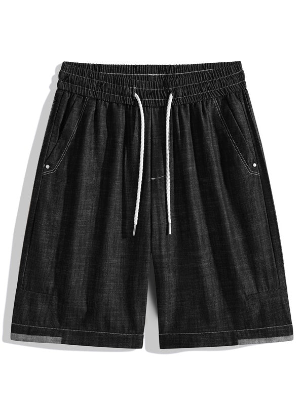 Retro Patchwork Color-blocked Tooling Five Points Shorts