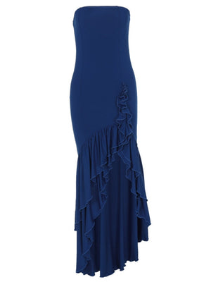 Tube Top Multi-layer Ruffles Hip-hugging Parties Maxi Dresses