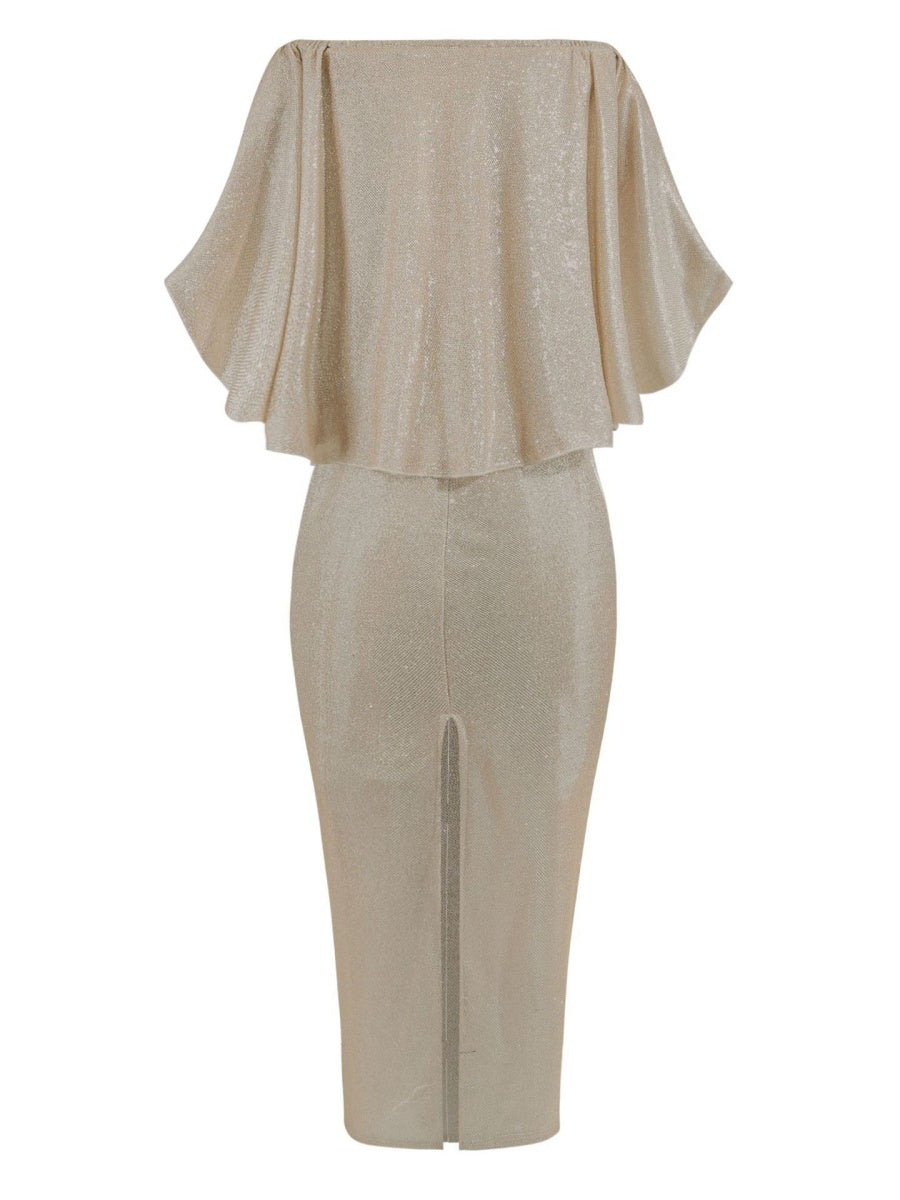 Ruffled One-shoulder Dress Sequins Maxi Dresses