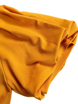 Puff Sleeve High Waist Crew Neck Large Skirt Commuting Leisure Midi Dresses