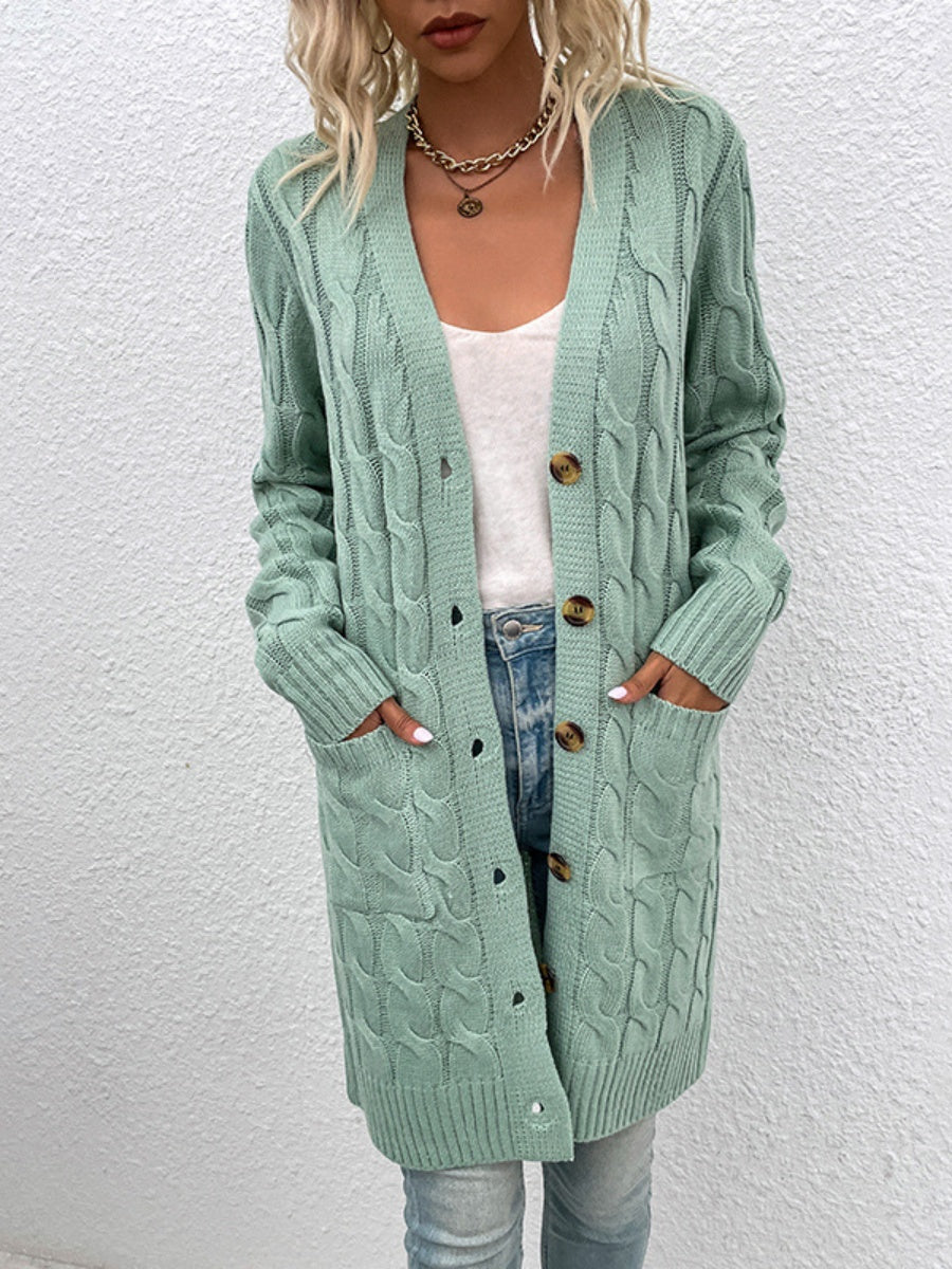 Pocket Hemp Pattern Buttons Cardigans