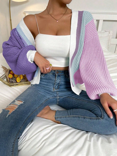Color Color block matching Cardigans