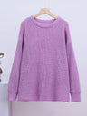 Liber Crew Neck Loose Solid Color Knitted Sweater