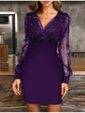 Liber Spring Women's Sequins Solid Color Mini&Short Dresses