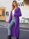 Liber Autumn Women's Plain stitch Lapel Long Cardigans Coat