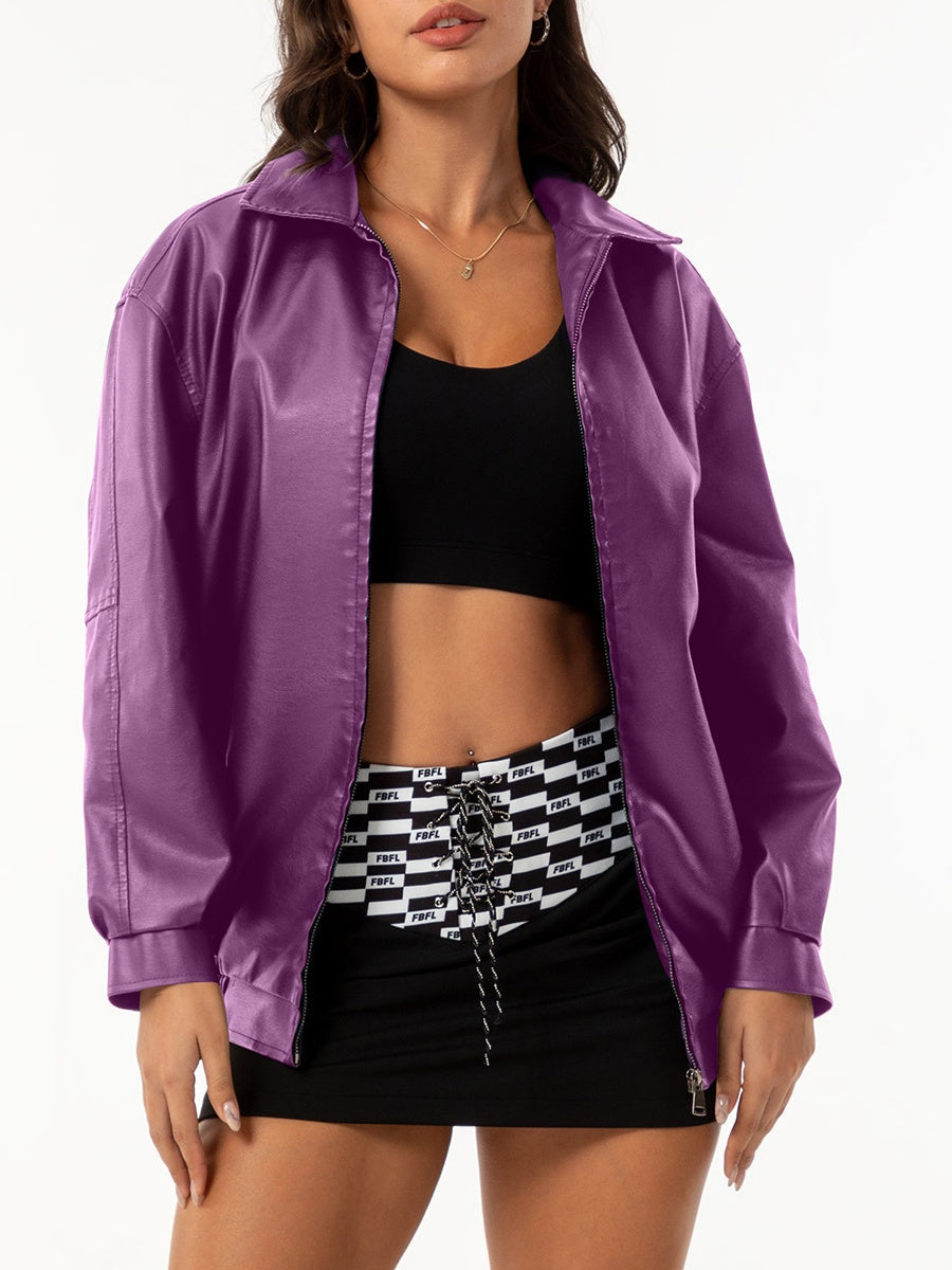Street Cool Loose Pocket Leather Jacket