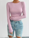 Simplicity Backless Solid Color Long Sleeve T-shirts