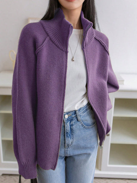 Liber Stand-up Collar Zipper Cardigans