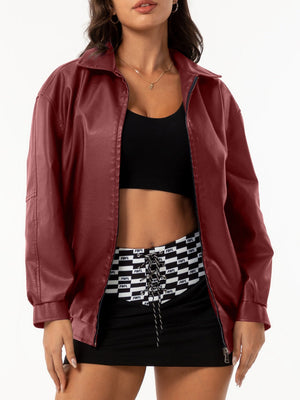 Street Cool Loose Pocket Leather Jacket