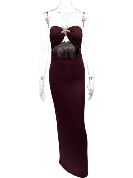 Liber Summer Women's Backless Solid Color 2-piece Sets