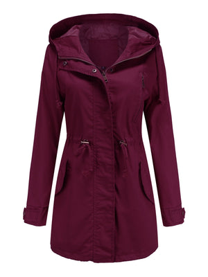 Cotton Loose Solid Color Pocket Hooded Jackets