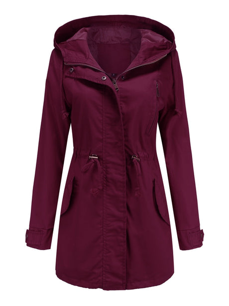 Cotton Loose Solid Color Pocket Hooded Jackets