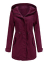 Cotton Loose Solid Color Pocket Hooded Jackets