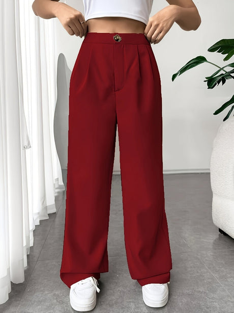 Pleated Suit Wide-leg Pants For Women High Waist Drape Loose Straight Floor-length Trousers