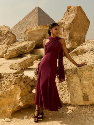 Shawl Backless Maxi Dress