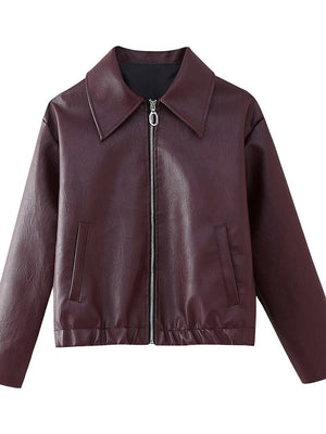 Leather zip-up jacket