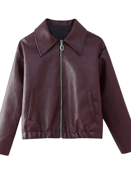 Leather zip-up jacket