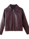 Leather zip-up jacket