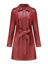 Slim Fit Mid-length Pocket With Belt Leather Jacket