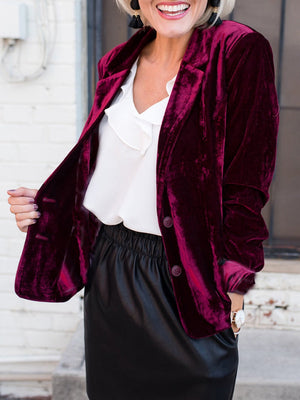 Velvet Pocket Slim-fit Long Sleeves Blazers