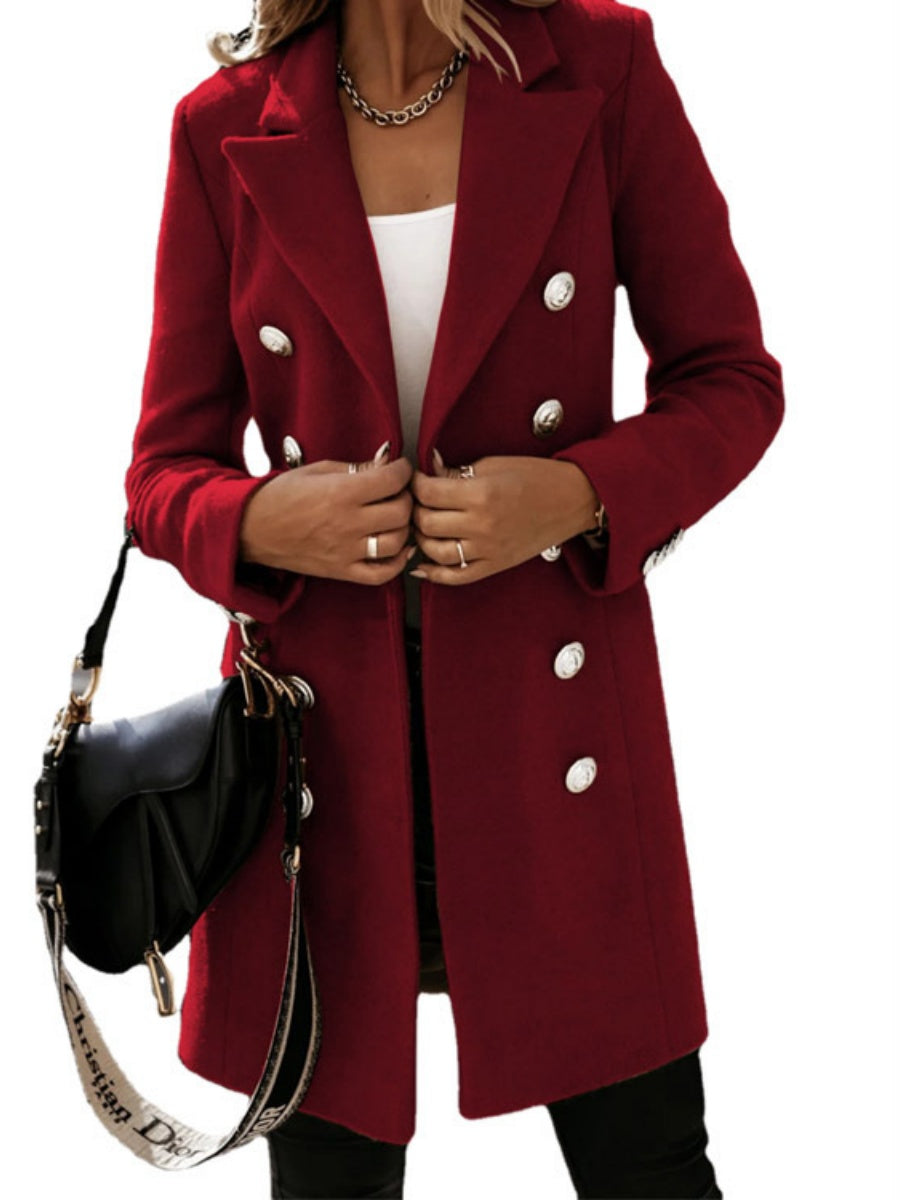 Long Sleeve Suit Collar Double-breasted Coats