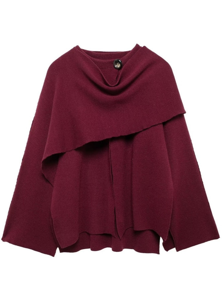 Asymmetrical Short Scarf Shawl Knitted Cardigan Coat